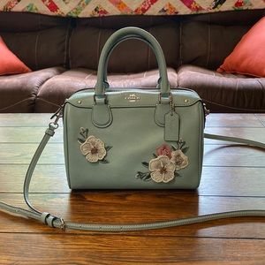 Coach Mini Bennett Blue with Floral Embroidery Aquamarine Multi F28075 EUC